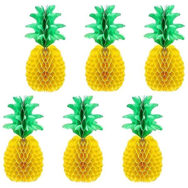 6 stycken 14 tum ananas honeycomb-mittpunkter vävpappersananas bordsdekorationer