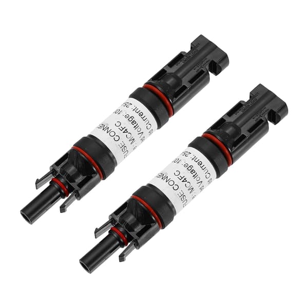 2 stk. 25A solcellesikringsholder inline, 1000V IP67 vandtæt han- og hunkonnektor til solcelleanlæg White SQUARE