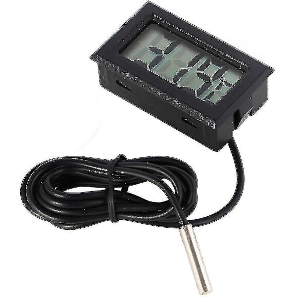 Mini digital termometer med 2-5m sond, LCD-display och svart kabel 2M 2M