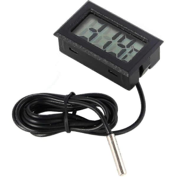 Mini digitalt termometer med 2-5m sonde, LCD-skjerm og svart kabel 2M 2M