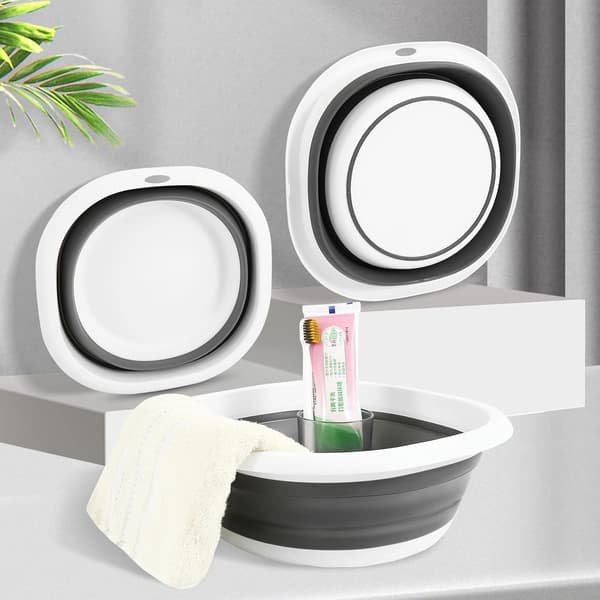 Foldable Basin, Retractable Basin Multifunctional Foldable Basin in Healthy and Odorless Silicone, Foldable Round