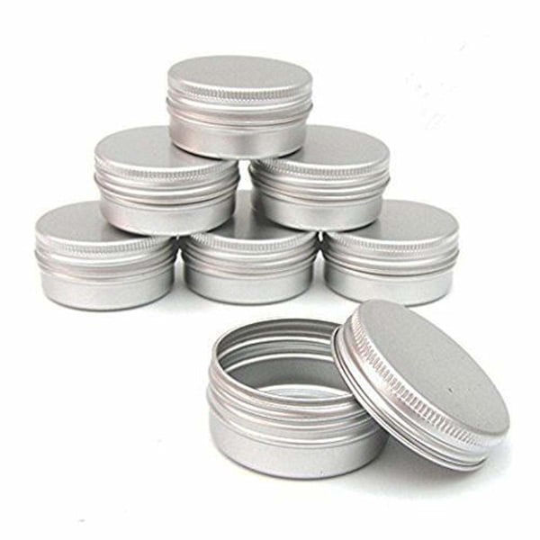 Metallburkar Skruvlock Platt Aluminium Silver Slide Runda Burkbehållare För Läppbalsam, Hantverk (10-pack)