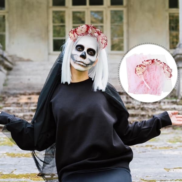 Gothic Halloween Headband with Veil, Unique Ghost Bride Hairpiece