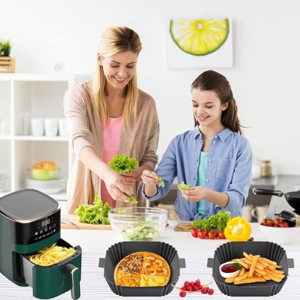 2-pack Airfryer Silicone Basket, Grey, Reusable, Non-stick, Easy to Clean Grey Grå