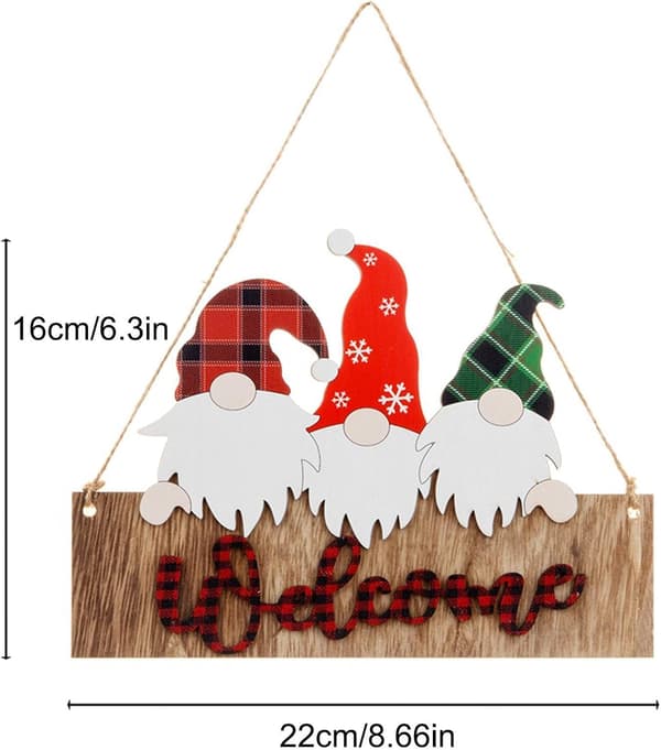Trätomte välkomstskylt, tomte välkomstskylt för juldekoration