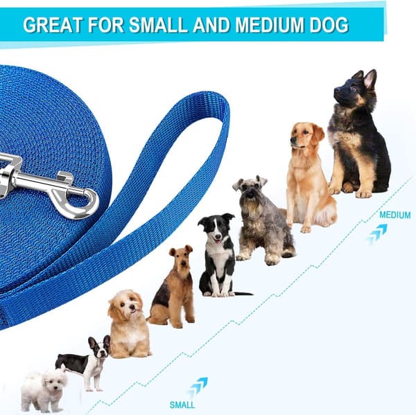 Dog Leash 20 meters - Long Leash - Nylon - 2 cm wide - Blue - Active and medium-sized dogs - For training, walks