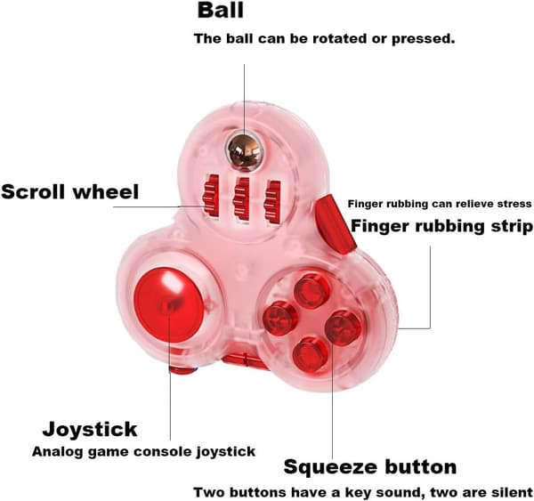 11 Funksjon Fidget Spinner - Stresslindring for ADHD/Autisme - Alle Aldre Rød