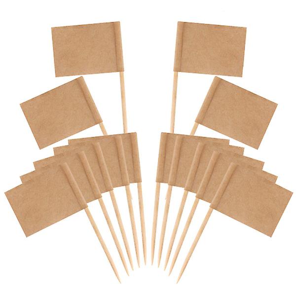 100 st/1 set Tomma Flaggdesign Tårta Toppers Kreativa Tårta Frukt Plockar Cupcake Insättning Dekoration Tandpetare Kraft paper 6.5X3.5CM