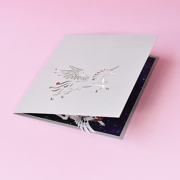 Parti 1 3D Unicorn Pop Up Grattiskort, Födelsedagsgrattiskort, E