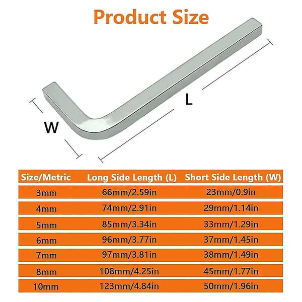 7-piece Square Head Key Set L-shaped Square Key Set Chrome Vanadium Steel Square Head Screwdrivers, 3-10mm