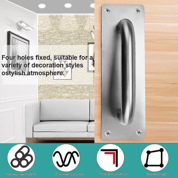 Door handle with plate, heavy stainless steel, pull and push [DB]