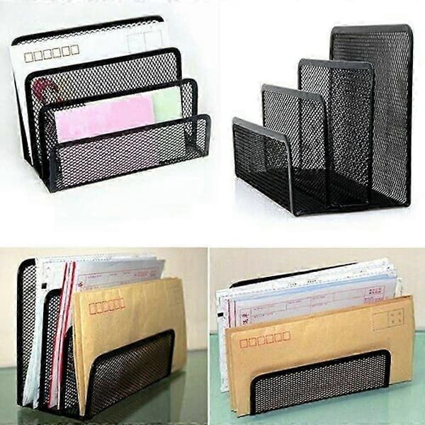Document Holder with 3 Compartments, Metal Letter Tray, Magazine Rack, Folder