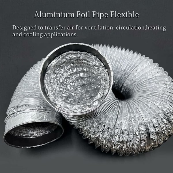 150 mm aluminiumventilationsrør til emhætte, kanalventilator (5 meter lang)