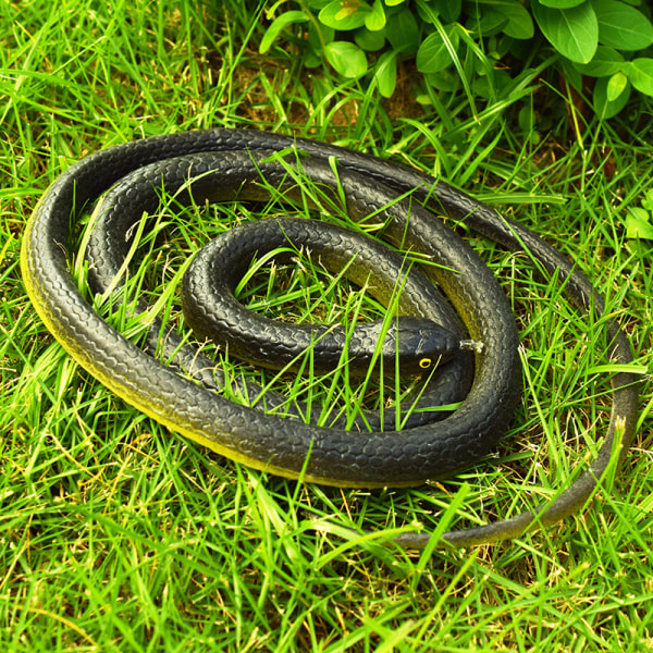 Fake Snake Rubber Snake Toy - 4 delar realistiska svarta mamba-ormar för trädgårdsrekvisita för att hålla fåglar borta, ormleksaker som ser riktiga ut