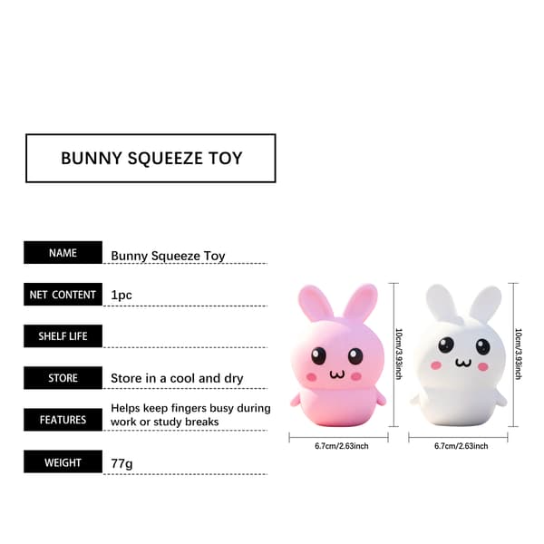 White Rabbit Squeeze Toy: A Portable Stress Reliever for Everyday and Office Use, Perfect for Parent-Child Interaction