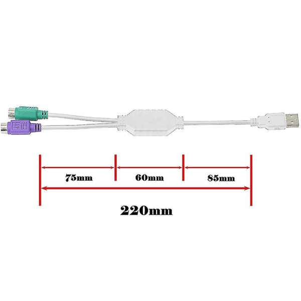 PS2 USB-kabeladapter för tangentbord och mus med PS/2-gränssnitt