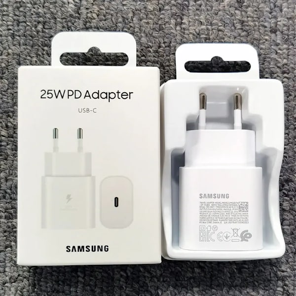 Samsung A15 A25 A35 A55 A54 A73 25W PD Oplader Superhurtig Opladningsadapter Til Galaxy S24 S23 S22 S21 S20 Note 20 Ultra 10 Plus FE White-Charger Only