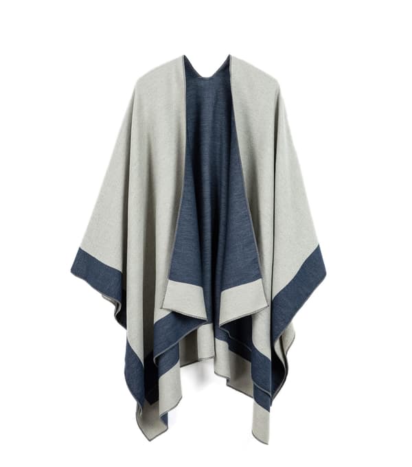 Dame Poncho Sjal Wrap Cape med Åben Front til Kvinder, Cardigan Sweater Tæppe til Forår Efterår Vinter mørkeblå dark blue
