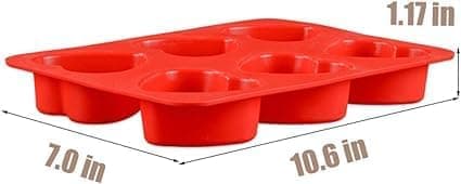 6-hulls hjerteformet silikonform for såpe, lys, sjokolade, muffins, gelé, ca. 100g størrelse (27 * 17,5 * 3 cm)