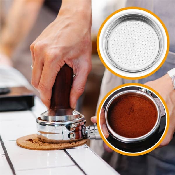 2 stk 51 mm kaffemaskiner i rustfrit stål, tryksat filterkurv, bundløs pulverfilterholder