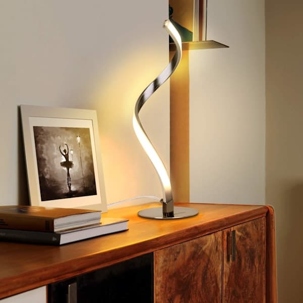LED Spiral Table Lamp - Dimmable Table Lamp with Touch Sensor, Bedside Lamp with 3000K Warm White, 1.5m Cable, 5W 450LM, for Bedroom, Study, Living Room