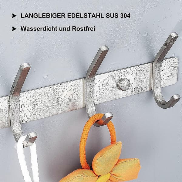 Dww-Wall Mounted Coat Rack, Stainless Steel Clothes Hooks Wall Hook for Bedroom Bathroom Kitchen (4 Hooks, Silver)