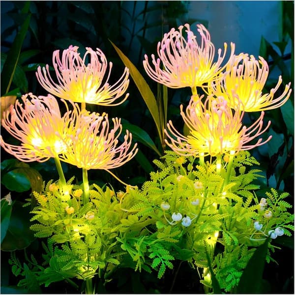 Solcellelamper til haven, solcelleblomster med lysende blomster og stilke, opgraderede solpaneler, dekorative udendørslamper til haven (Ho)