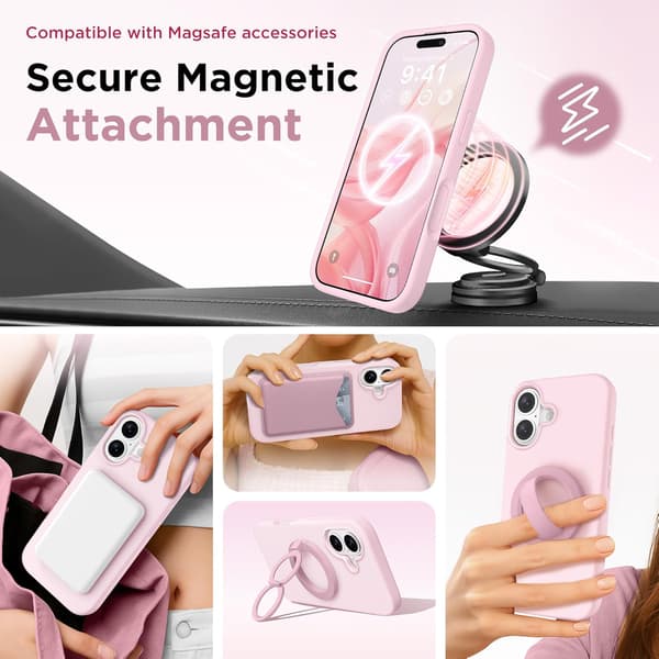 Magnetic Case for iPhone 17, Compatible with MagSafe, Screen Protector + Camera Lens Protector, Shockproof Liquid Silicone Phone Case with Anti-Scratch