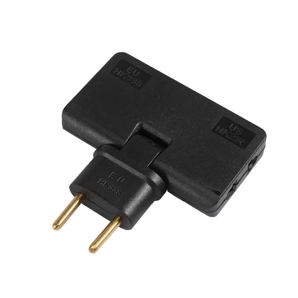 Rotating EU Plug Adapter 3 in 1 Rotatable Socket Extender 180 Degree Extension Plug Mini Socket Adapter, Black