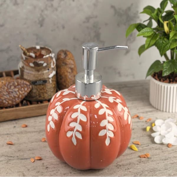 Pumpkin Shaped Automatic Soap Dispenser, 460ml Ceramic Halloween Design with Leak-Proof Design, Pumpkin Shaped Bathroom Soap Dispenser