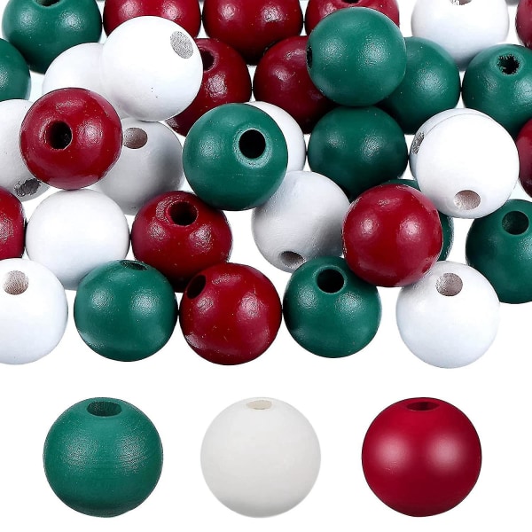 165 stk juletreperler kompatible med håndverk Farmhouse Naturlige treperler Boho perler runde perler som er kompatible med Xma