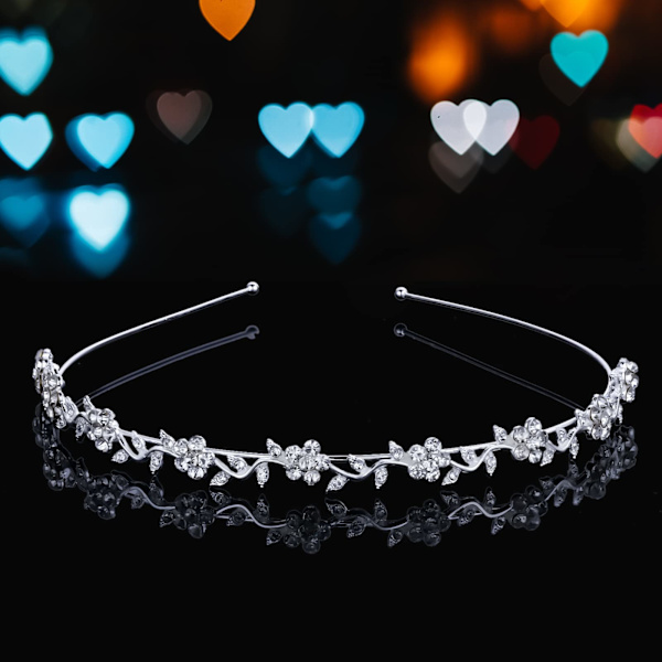 Hodebånd Stilig Rhinestones Prinsesse Krone Blomsterblad Hodebånd Bryllup for Brud Ball Hodebånd for Kvinner Jente