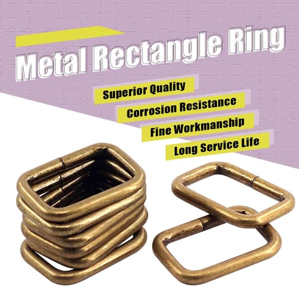 Sæt med 60 rektangulære ringe af robust bronzemetal, 1/2 tomme