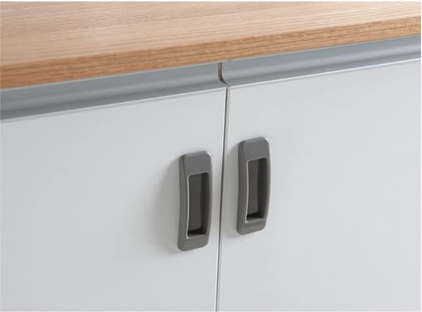 Self-adhesive sliding door handle, gray, no drilling, for kitchen and bathroom, 4 pieces