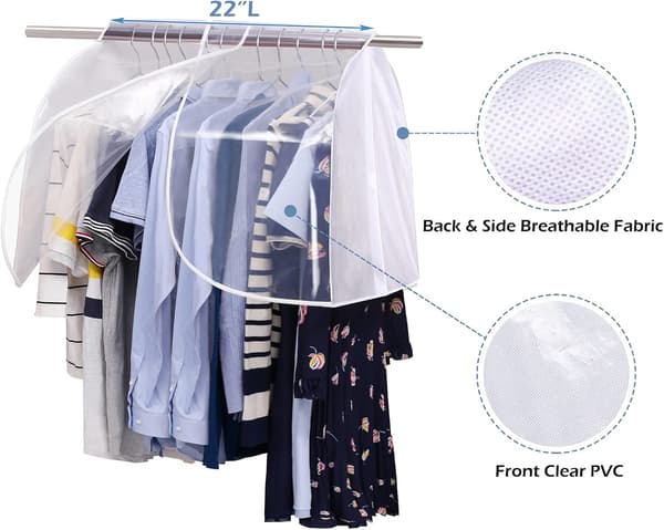 Hanging Wardrobe Cover for Storage, Dustproof Shoulder Protector, Garment Bag