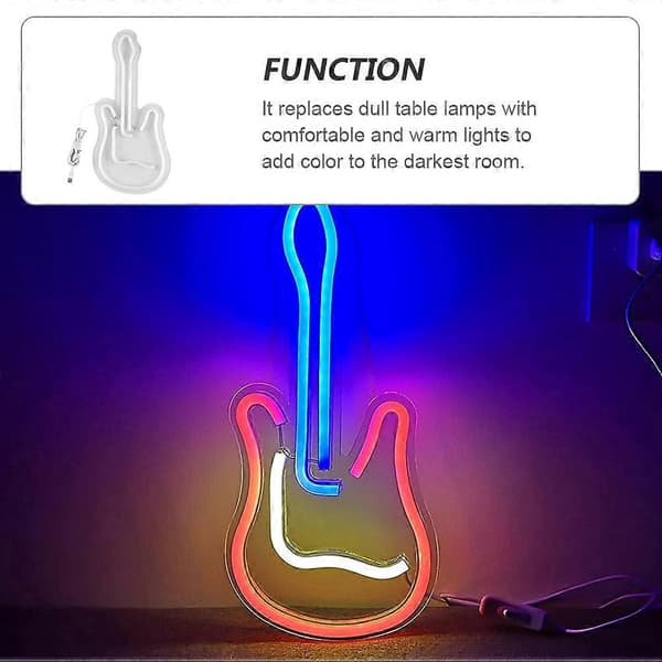 LED Neon Sign Creative Guitar Shape Light Decorative Night Light Home Decor
