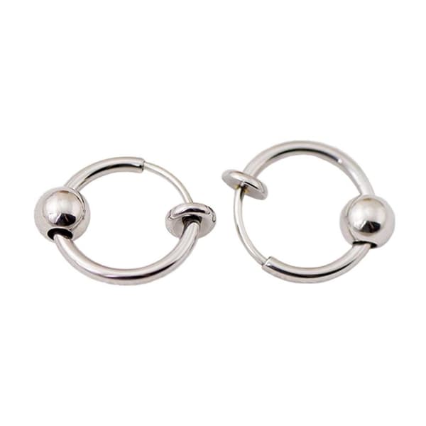 2-pakning Sølv Clip-on Nesering Falsk Piercing Nese Septum
