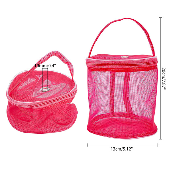 2 stk Tomme Mesh Garnposer, Bærbar Strikpose Opbevaringsæsker Toteposer Hæklet Tråd Sytilbehør (Fuchsia og Lilla)