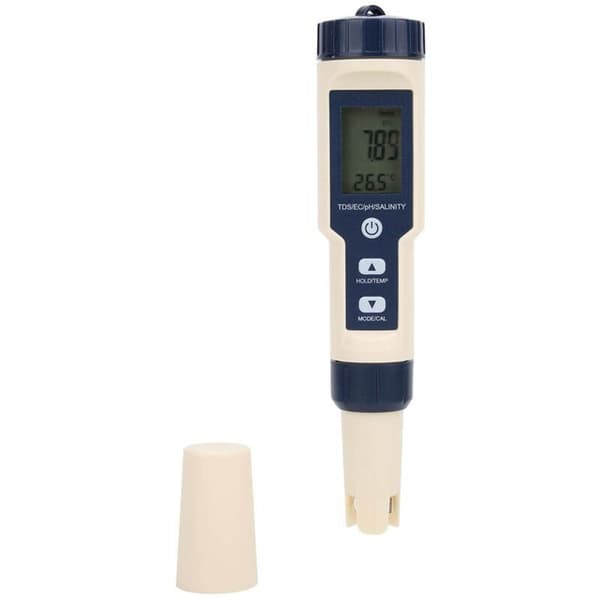 Water Quality Tester. Portable 5-in-1 Function Digital Water Quality Test PH/Salinity/Temp/TDS/EC Meter for Garden Home Laboratory