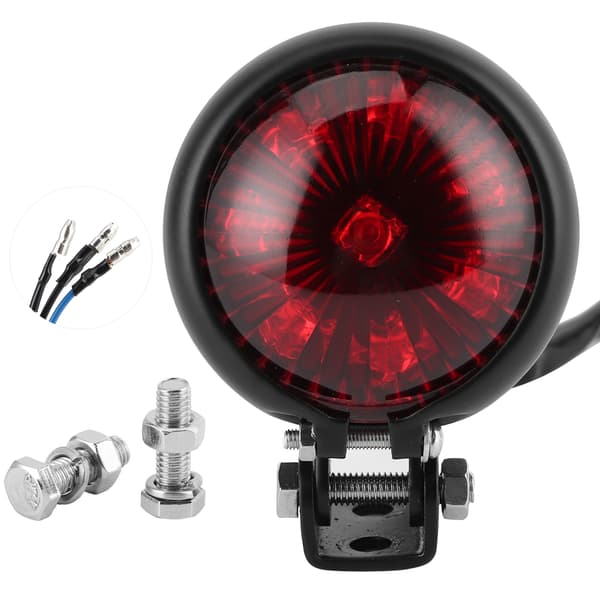 LED Taillight Brake Tail Lamp with Mounting Screw Universal for 12V Motorcycle Black Housing Red Lens