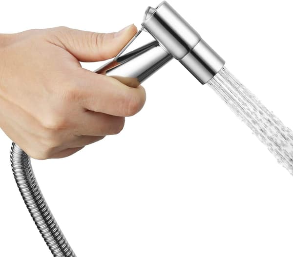 1 stk. (Sort) Håndholdt bidet-sprøjte, børstet nikkel-sprøjtesæt i rustfrit stål, badeværelses-blevasker