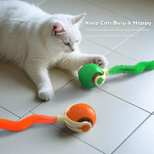 Automatic Moving Cat Toy Ball with LED Lights, Interactive Self-Charging Smart Toy for Indoor Cats, Relieves Boredom and Provides Exercise (Blue) Blue