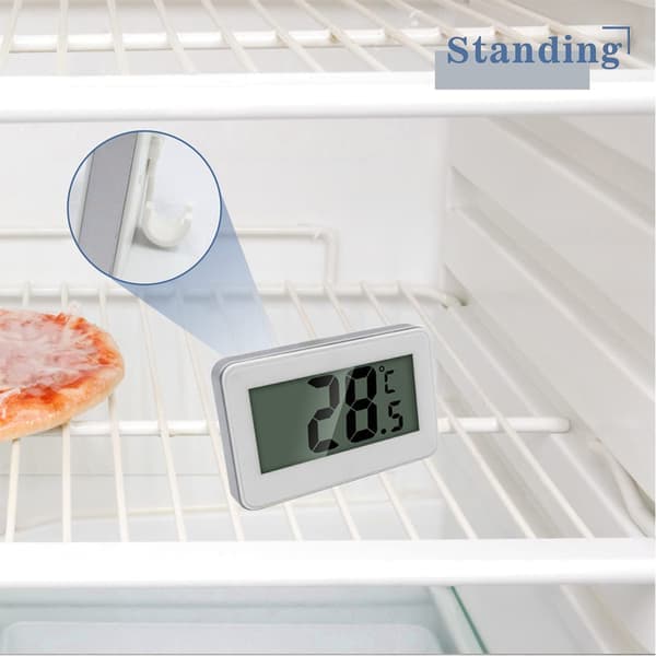 Digital Fridge and Freezer Thermometer, 2 Sets Digital Waterproof Refrigerator Freezer Thermometers with Easy-to-Read LCD Display (White-2)
