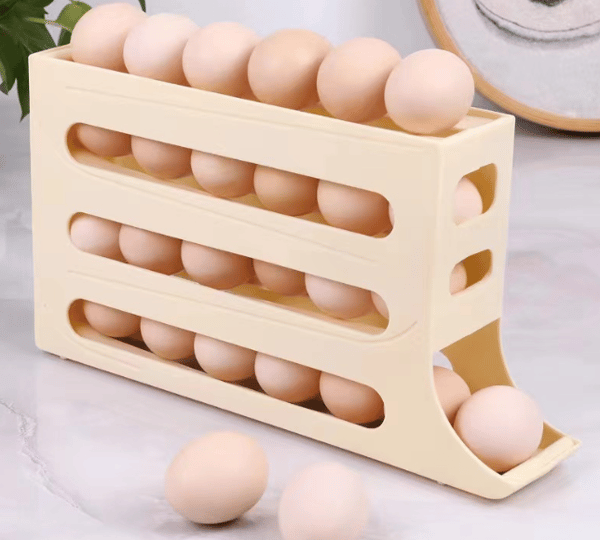 Rolling Egg Storage - Square Portable Egg Dispenser for Kitchen and Countertop Storage, Large Capacity Egg Container Apricot apricot