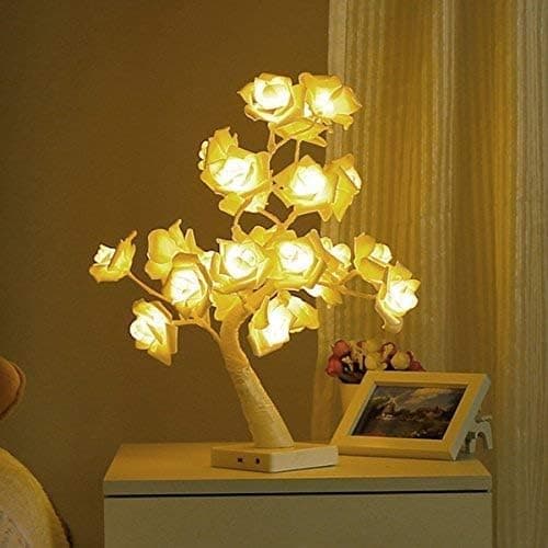 24 st LED vit ros skrivbordslampa batteri eller USB-driven, timer justerbar