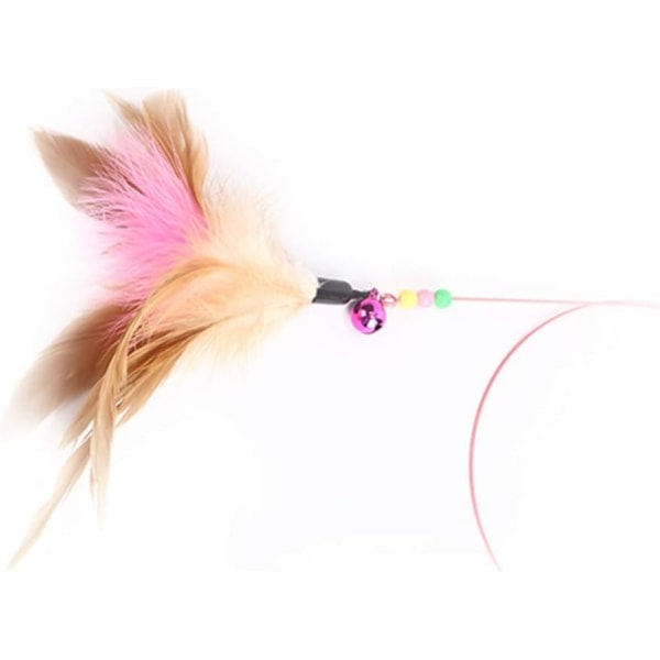 Pet Teaser Kattleksak Ståltråd Fjäder Interaktiv Kattstick Träning, Kattunge Trollstavsleksaker med Pärlor Klockor (2-pack)
