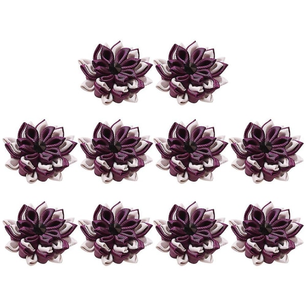 10 st Tyg Lila Lotus Servettspänne Flerlagers servettring Handgjord servetthållare Bröllopsbord