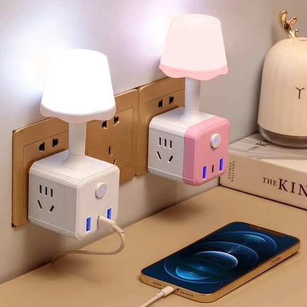 Remote Control LED Night Light with USB Adapter - Wall Lamp for Bedroom, Kids Room, Bathroom & Kitchen, Smart & Blue