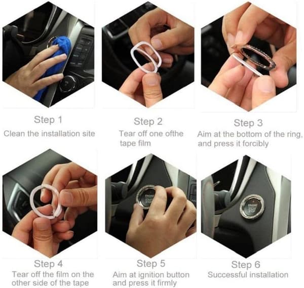 Bilar EIN-Tasten-motorabdeckung 2st Tryckstart-knappskydd Crystal Bilmotor Startknapp För Motortändningsknapp Style1 - Style1