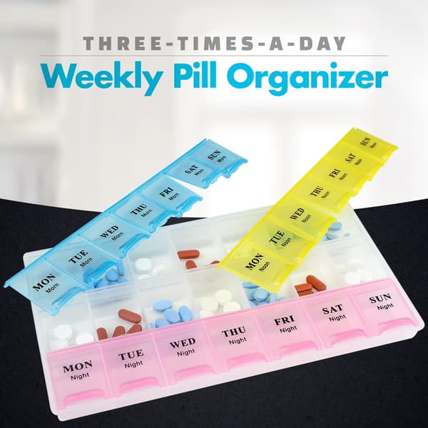 Weekly Pill Organizer, Medicine Reminder Boxes 3 Times a Day, Easy to Read